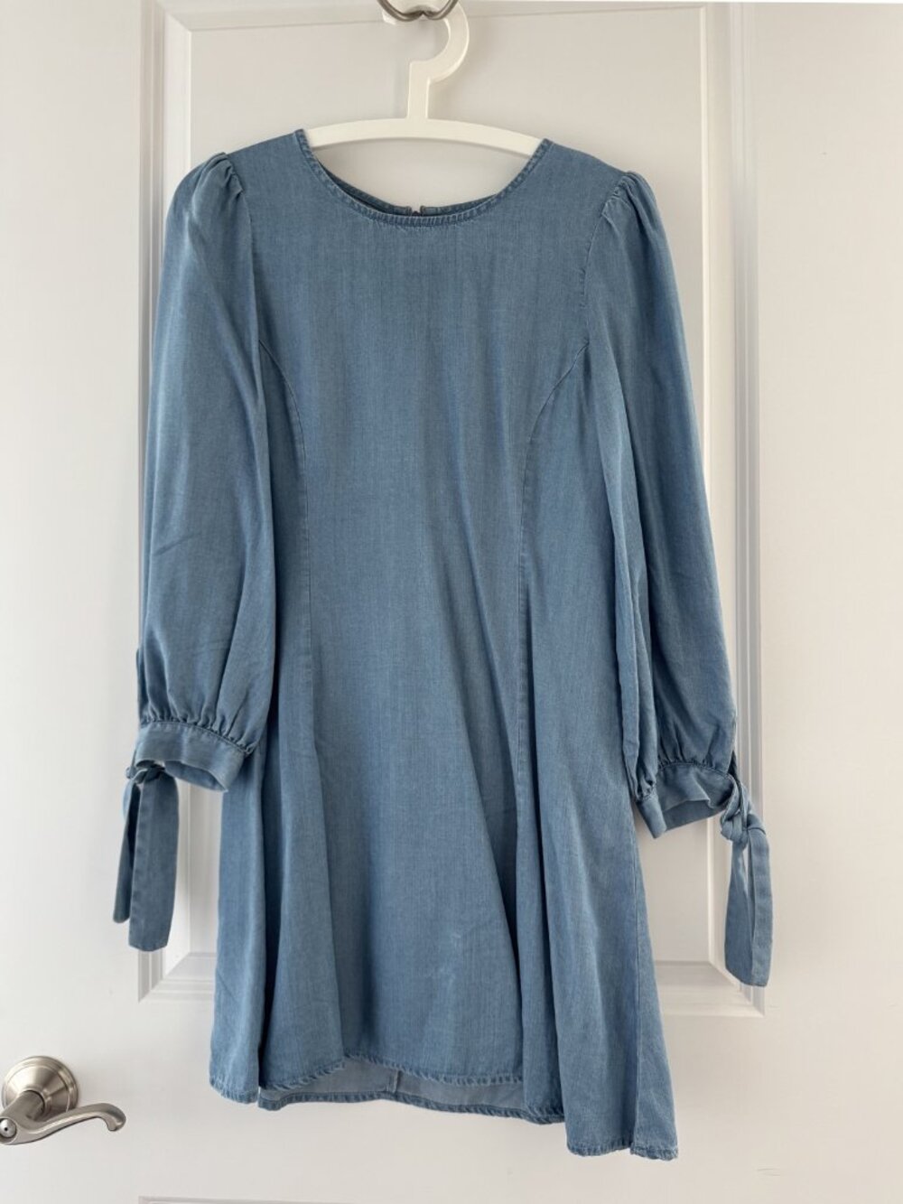 ZARA Chambray Denim Mini Dress – Light Wash – Size S – NWOT